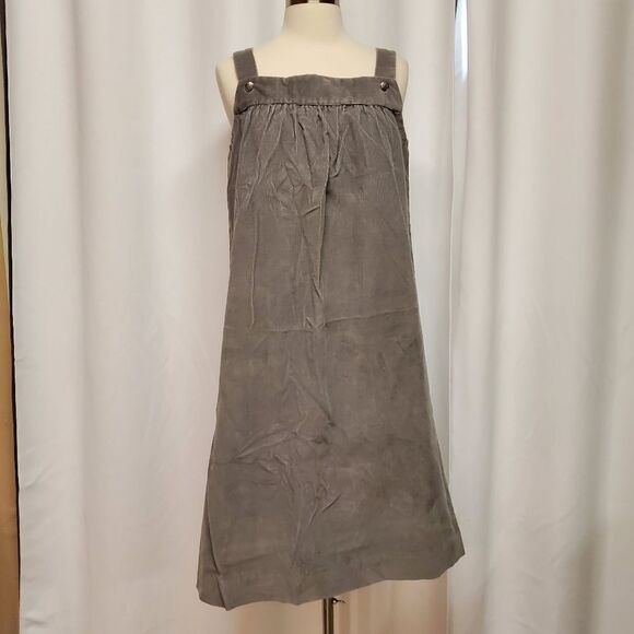 Vintage Handmade Jumper Corduroy Gray Sleeveless Overall Dress Woman's Medium - Picture 1 of 3